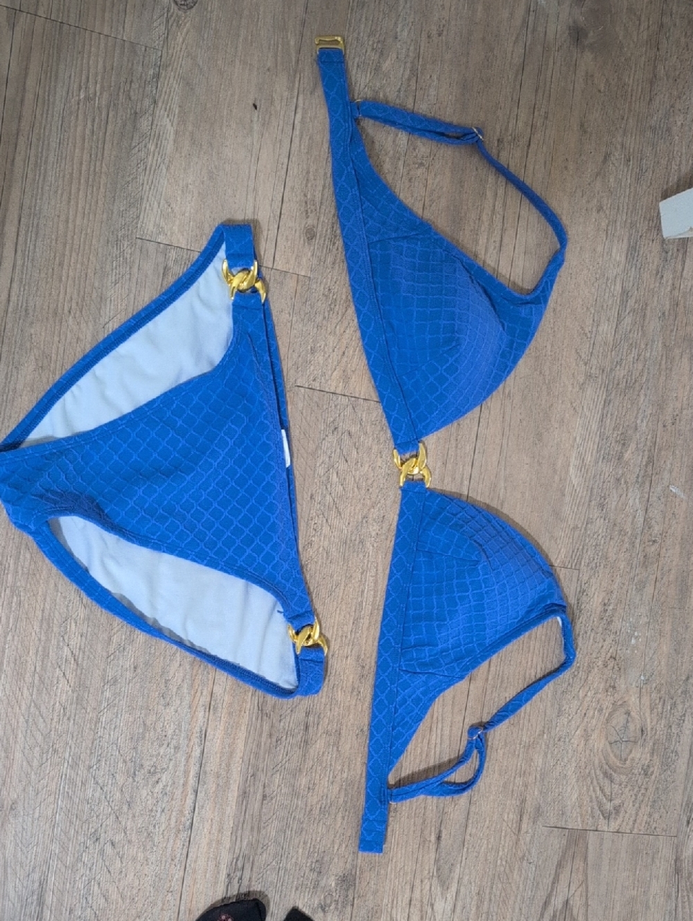 Blue Women's Bikini Set with Gold Accents
